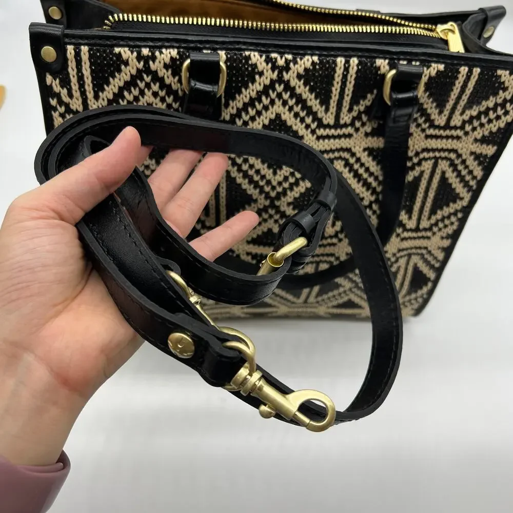 Patricia Nash Leather Ava Medium Tote with Crossbody Strap Tuareg Woven